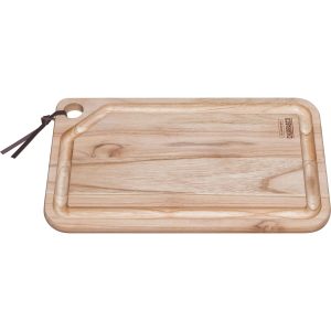 TRAMONTINA - Tabla Churrasco, Rectangular, para Asado, de Madera Teca y Acabado Natural, para Cortar Carne y Servir, Tamaño de 49 x 28 cm