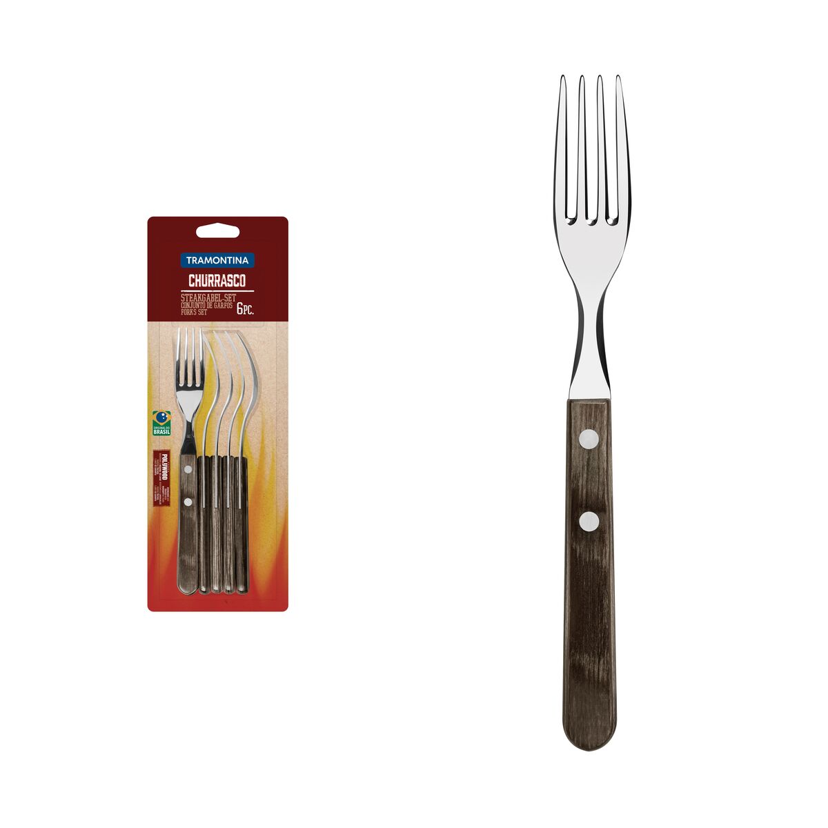 TRAMONTINA - Juego de tenedores jumbo de mesa 6pzas. - Polywood