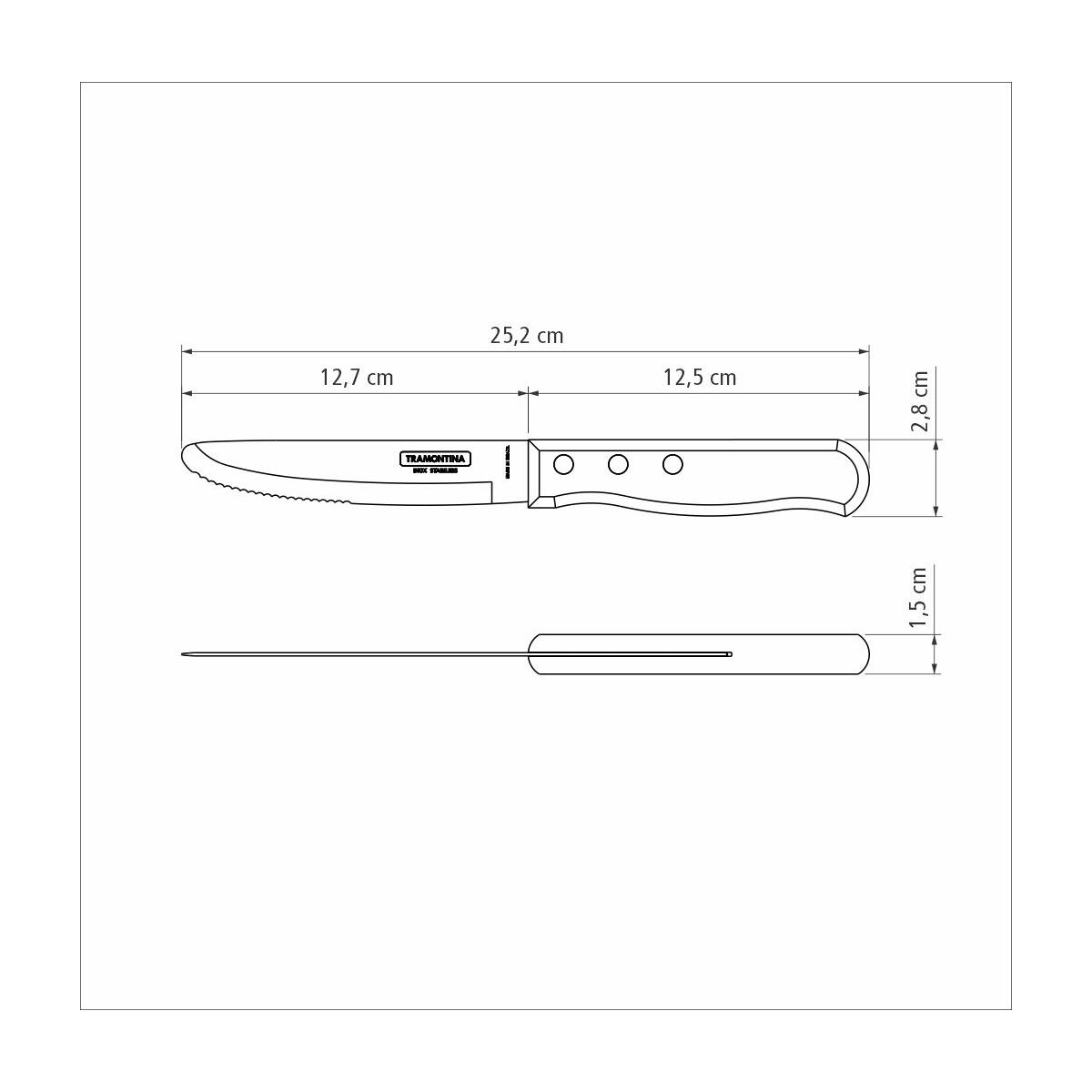 TRAMONTINA - Cuchillo jumbo con punta redonda 12pzas. - Polywood castaño - Imagen 2