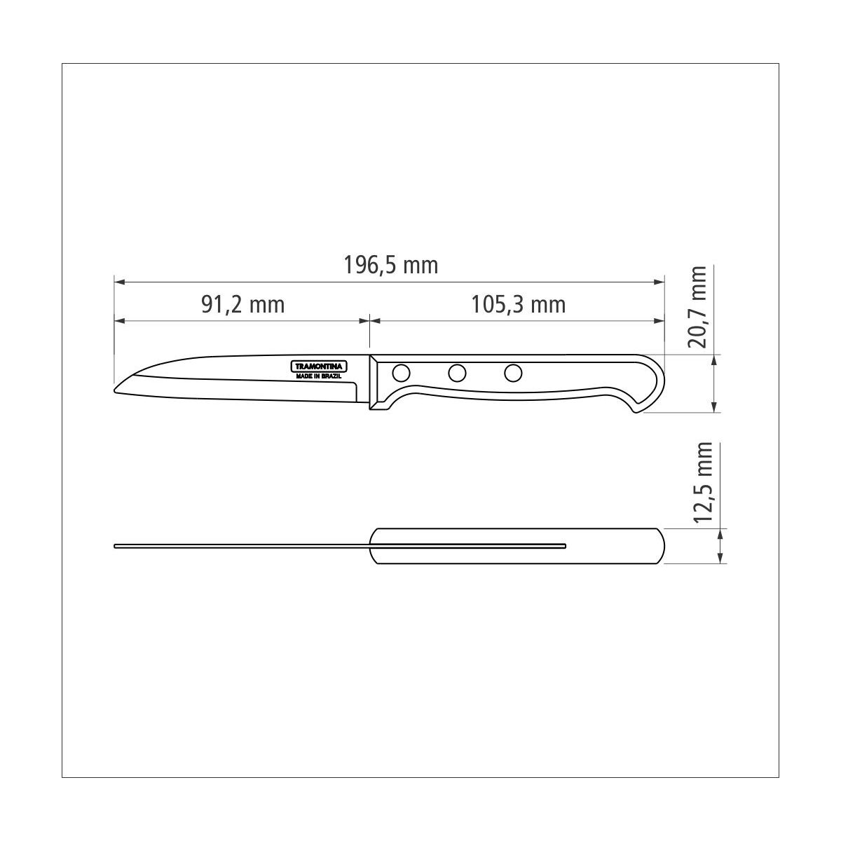 TRAMONTINA - Cuchillo para legumbres y frutas 3" - Polywood castaño - Imagen 4