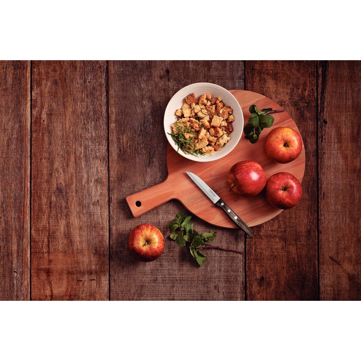 TRAMONTINA - Cuchillo para legumbres y frutas 3" - Polywood castaño - Imagen 2