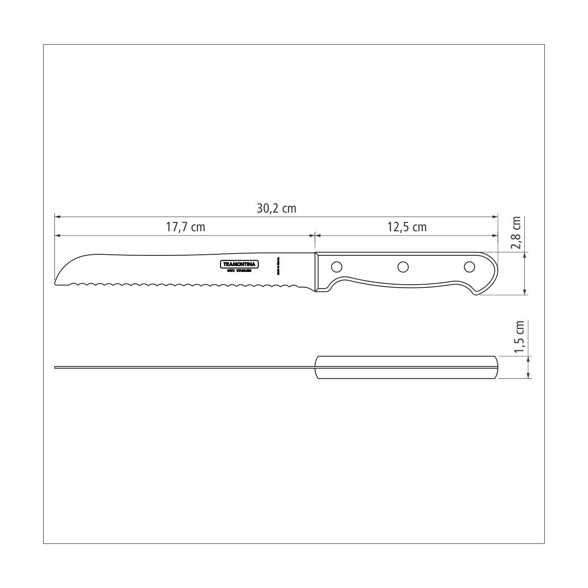 TRAMONTINA - Cuchillo para pan 7" - Polywood castaño - Imagen 4