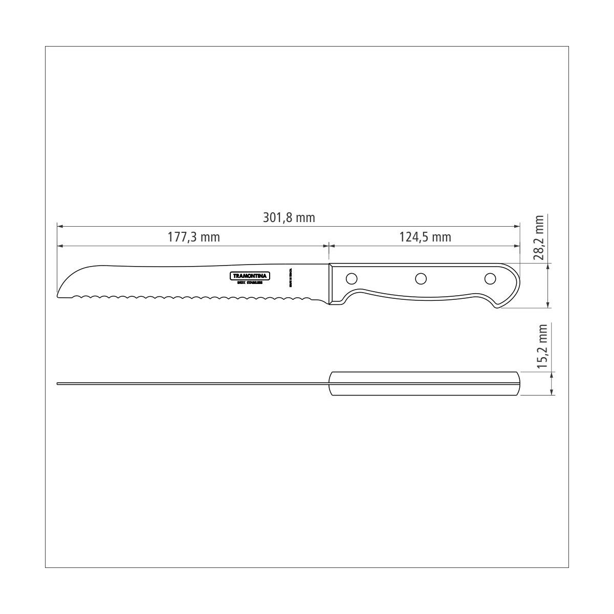 TRAMONTINA - Cuchillo para pan 7" - Polywood castaño - Imagen 5