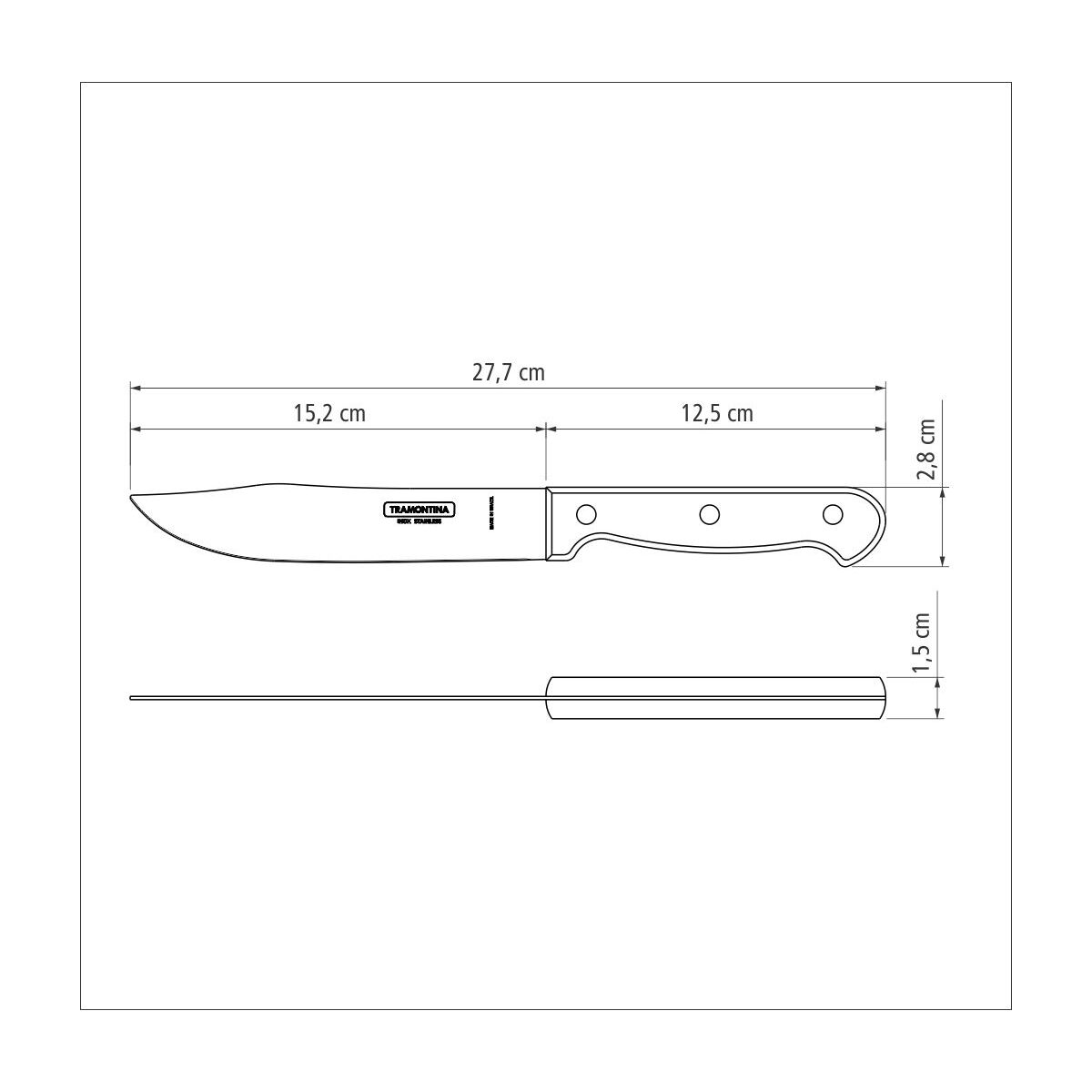 TRAMONTINA - Cuchillo de cocina 6" - Polywood castaño - Imagen 3