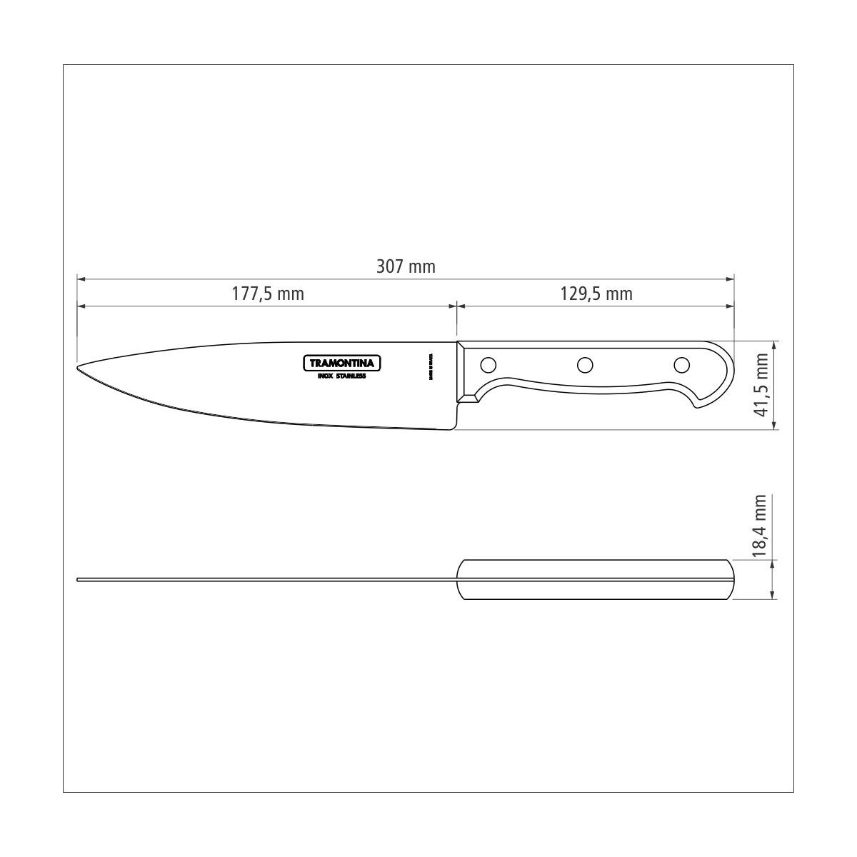 TRAMONTINA - Cuchillo Chef 7" - Polywood castaño - Imagen 3