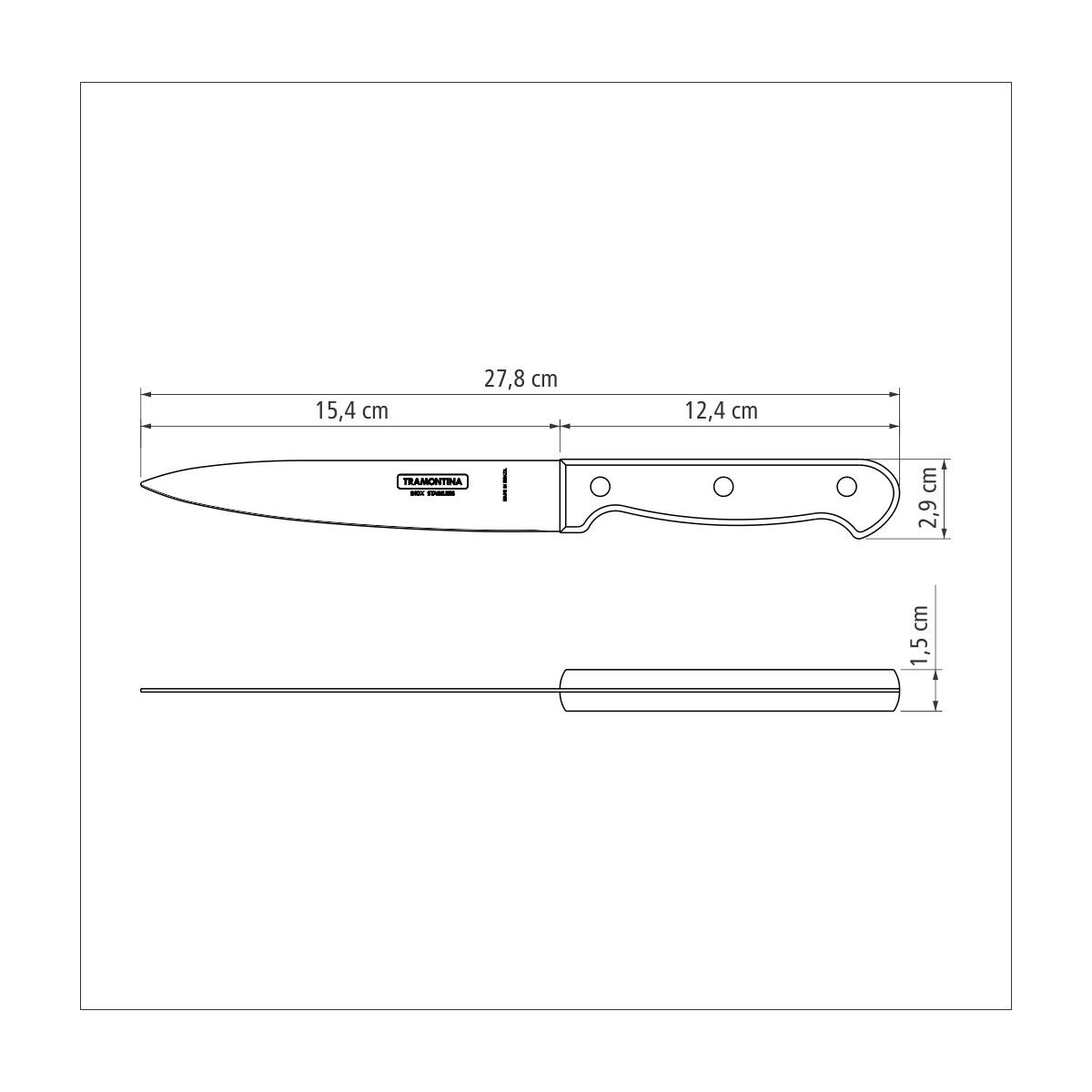 TRAMONTINA - Cuchillo de cocina 6" - Polywood castaño - Imagen 3