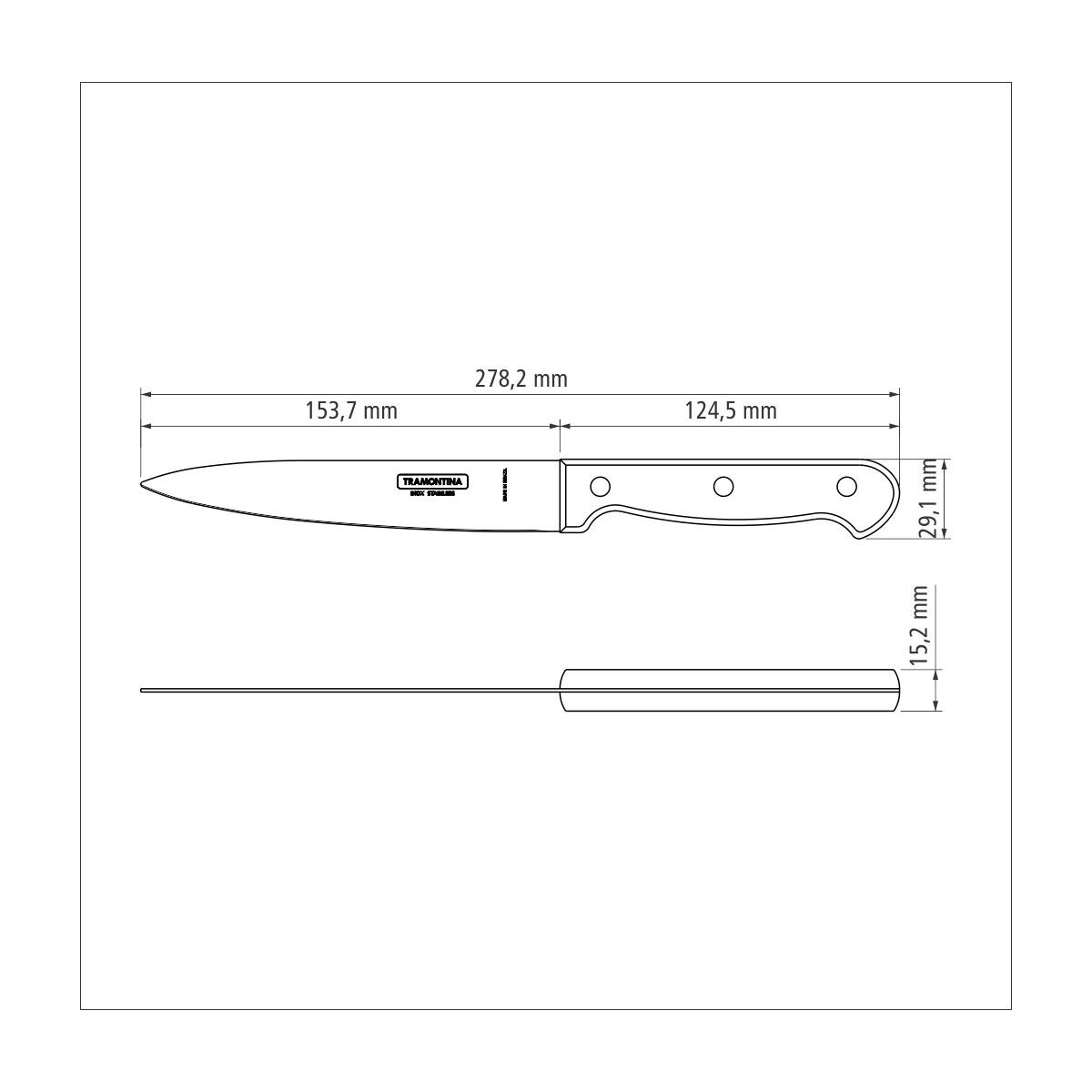 TRAMONTINA - Cuchillo de cocina 6" - Polywood castaño - Imagen 4