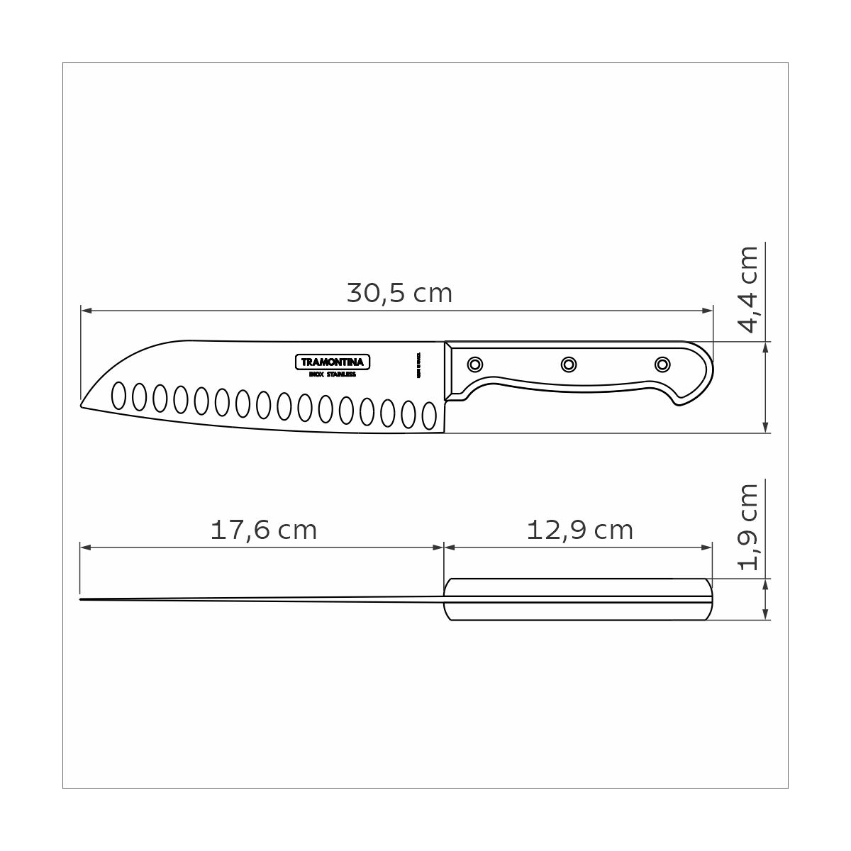 TRAMONTINA - Cuchillo Santoku 7" - Polywood Ccstaño - Imagen 4
