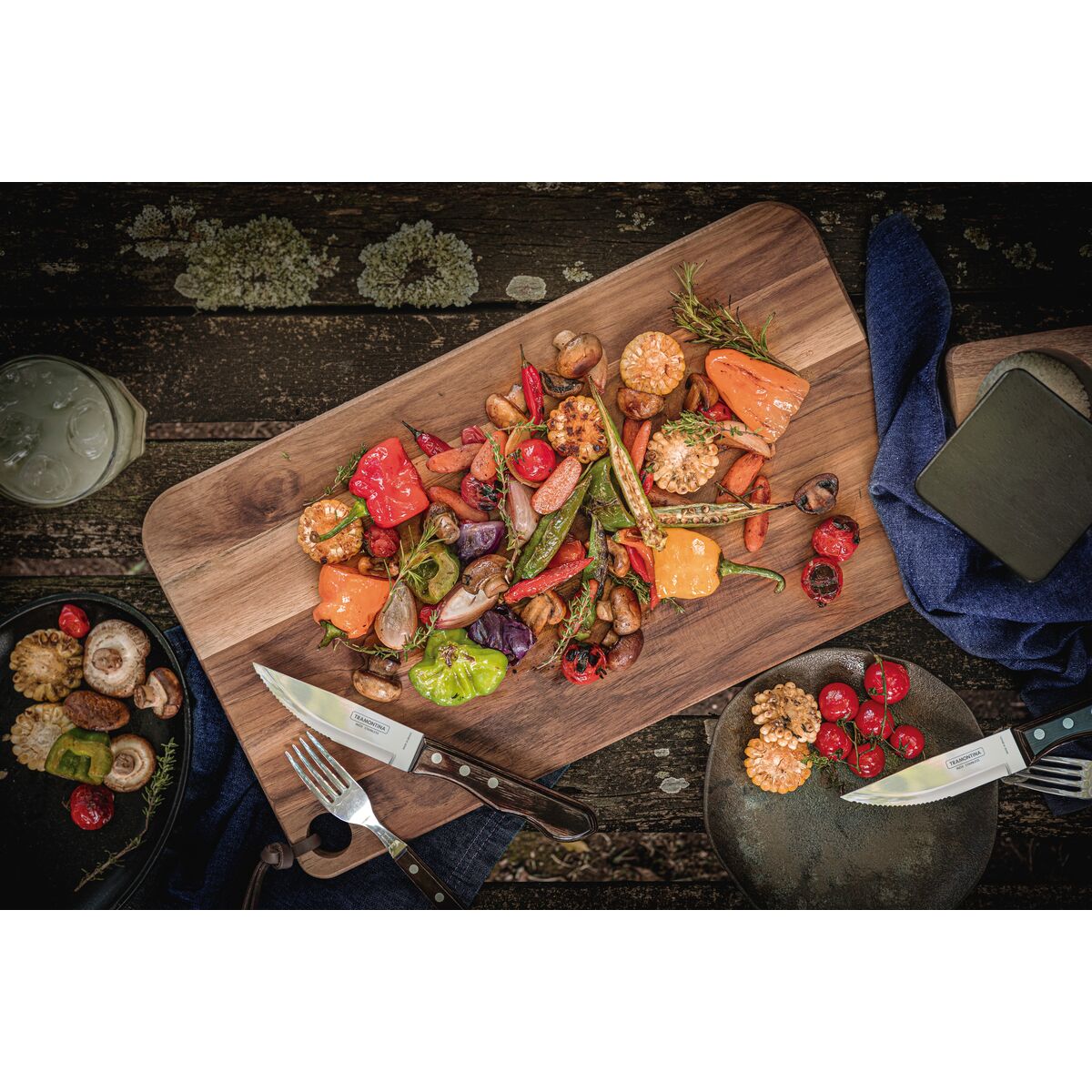 TRAMONTINA - Juego de Cubiertos Churrasco Jumbo, para Asado, Acero Inoxidable y Madera Polywood Castaño, 12 Piezas - Imagen 6