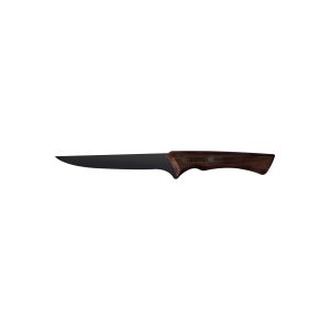 TRAMONTINA - Cuchillo para Deshuesar Churrasco Black, en Acero Inoxidable Oscurecido, Mango de Madera, Hoha de 6", con Remaches, Color Negro, Tamaño de 29 cm