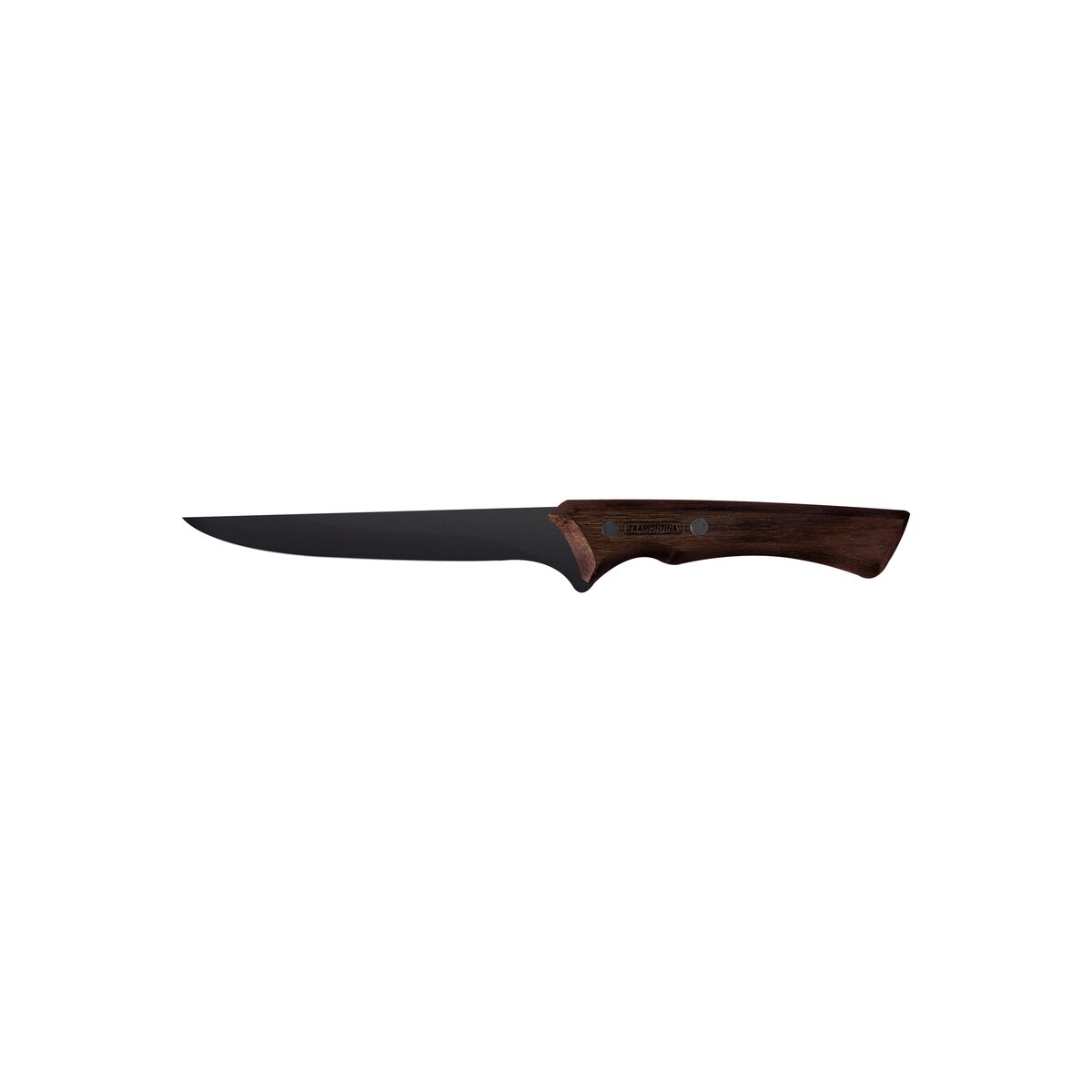 TRAMONTINA - Cuchillo para Deshuesar Churrasco Black, en Acero Inoxidable Oscurecido, Mango de Madera, Hoha de 6", con Remaches, Color Negro, Tamaño de 29 cm
