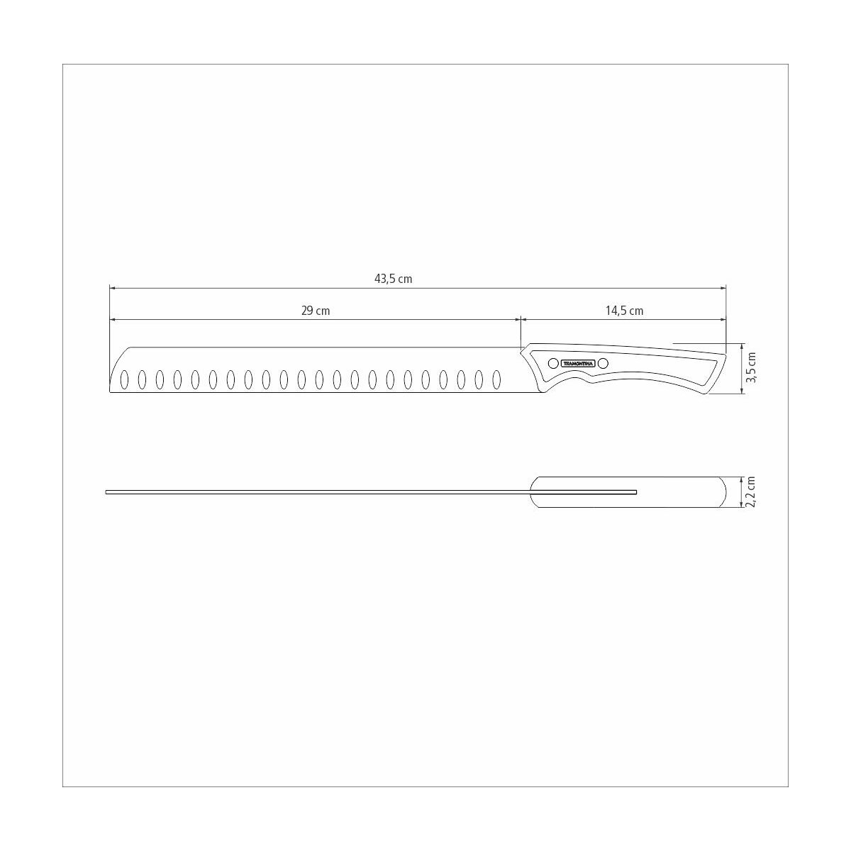 TRAMONTINA - Cuchillo Slicer Churrasco Black, en Acero Inoxidable Oscurecido, para Cortes Grandes, Mango de Madera, Hoja de 12", con Remaches, Color Negro, Tamaño de 43.5 cm - Imagen 6