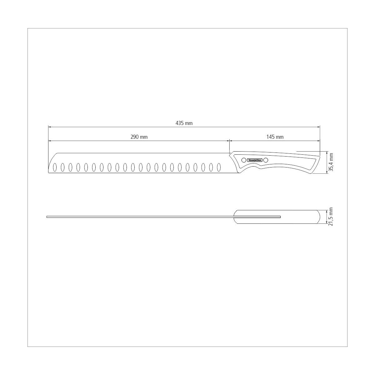 TRAMONTINA - Cuchillo Slicer Churrasco Black, en Acero Inoxidable Oscurecido, para Cortes Grandes, Mango de Madera, Hoja de 12", con Remaches, Color Negro, Tamaño de 43.5 cm - Imagen 7