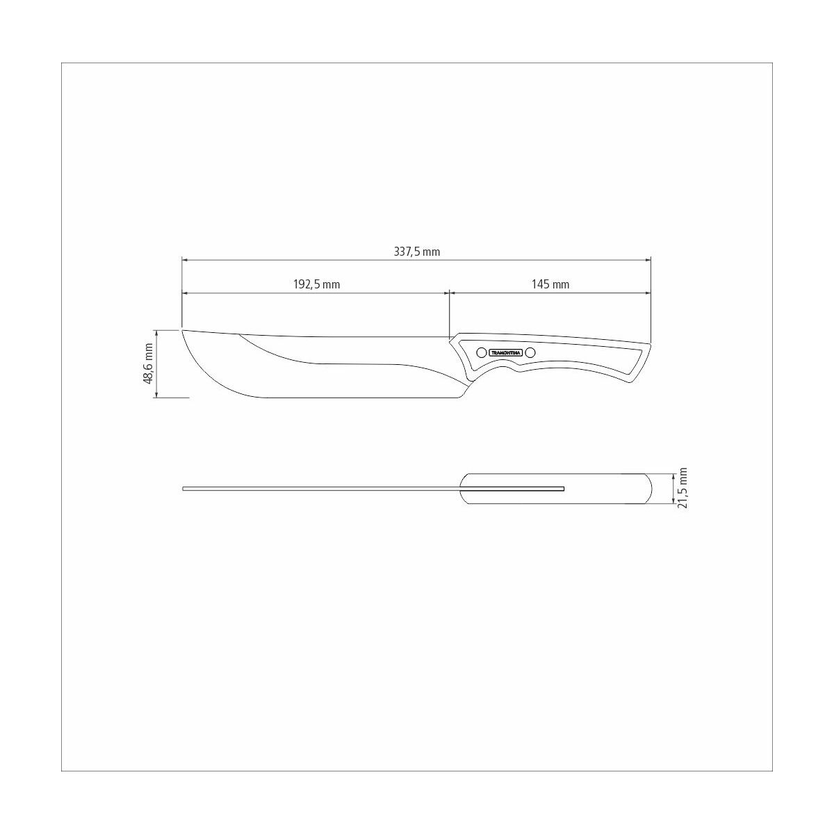 TRAMONTINA - Cuchillo para Carne Churrasco Black, en Acero Inoxidable Oscurecido, con Punta Curva, Mango de Madera, Hoja de 8", con Remaches, Color Negro, Tamaño de 34 cm - Imagen 6
