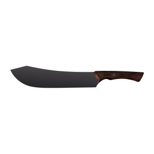 TRAMONTINA - Cuchillo para Carne Churrasco Black, en Acero Inoxidable Oscurecido, con Punta Curva, Mango de Madera, Hoja de 10", con Remaches, Color Negro, Tamaño de 38.6 cm