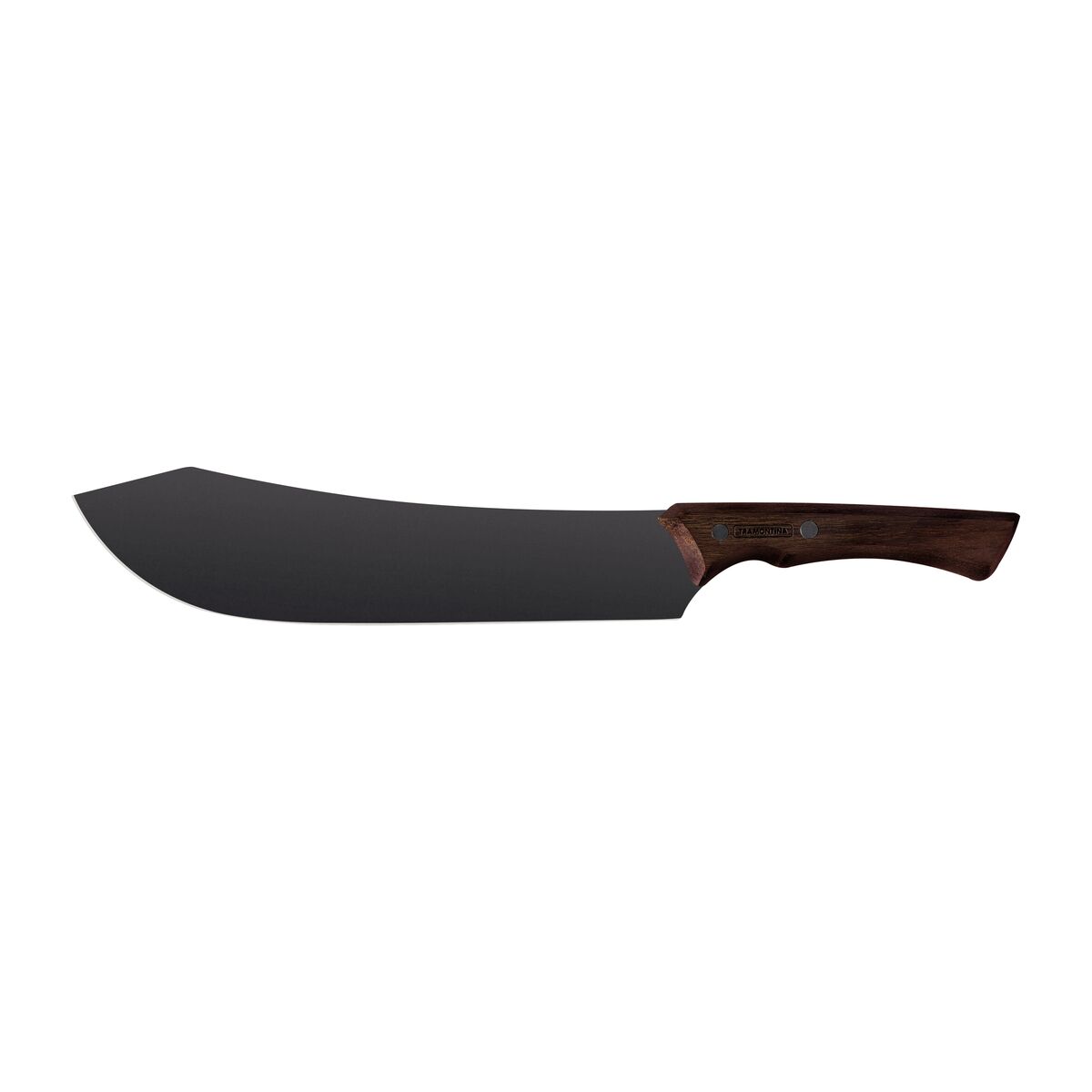 TRAMONTINA - Cuchillo para Carne Churrasco Black, en Acero Inoxidable Oscurecido, con Punta Curva, Mango de Madera, Hoja de 10", con Remaches, Color Negro, Tamaño de 38.6 cm