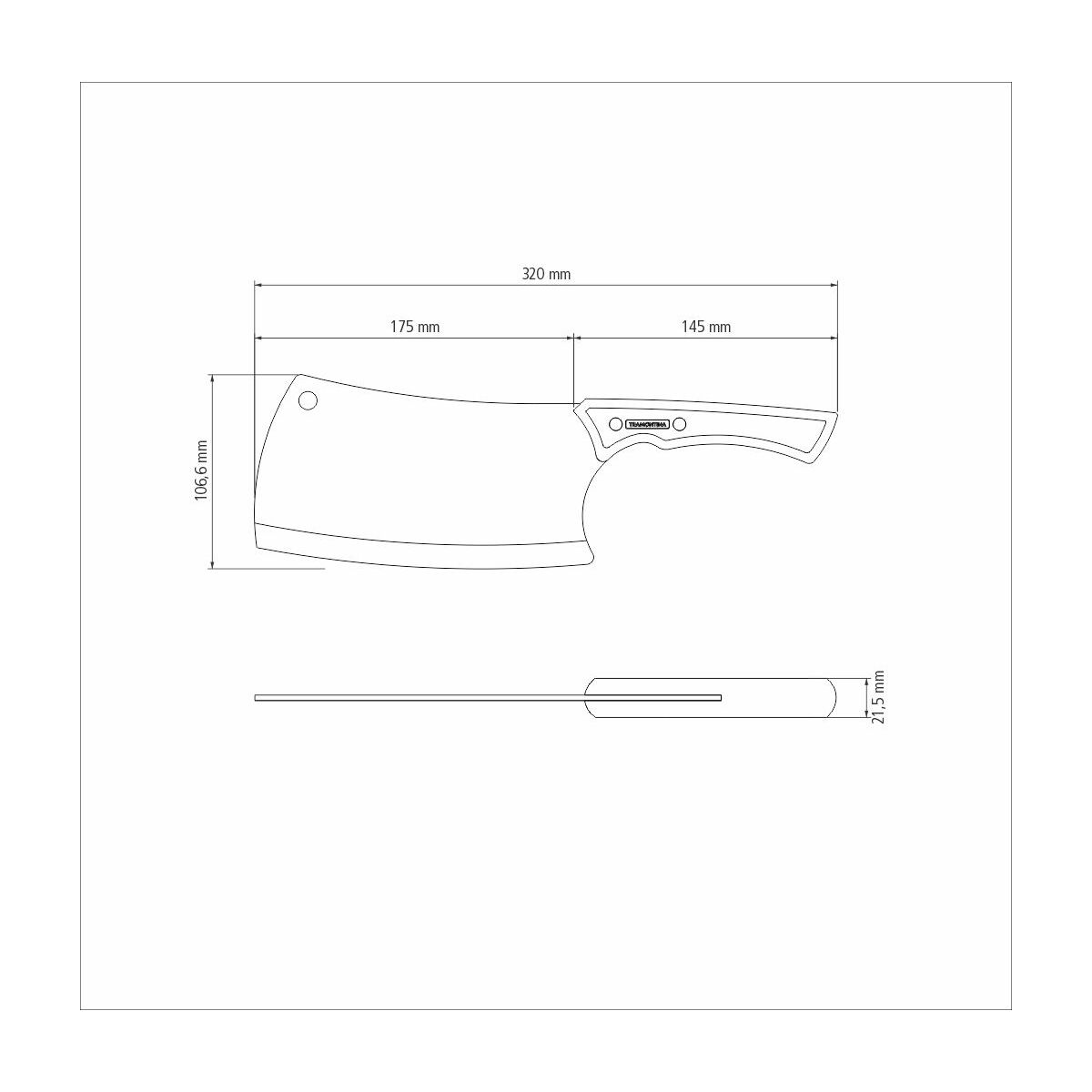 TRAMONTINA - Hachuela para Huesos Churrasco Black, en Acero Inoxidable Oscurecido, Romper y Separar Huesos, Mango de Madera, Hoja de 7", con Remaches, Color Negro, Tamaño de 32 cm - Imagen 7