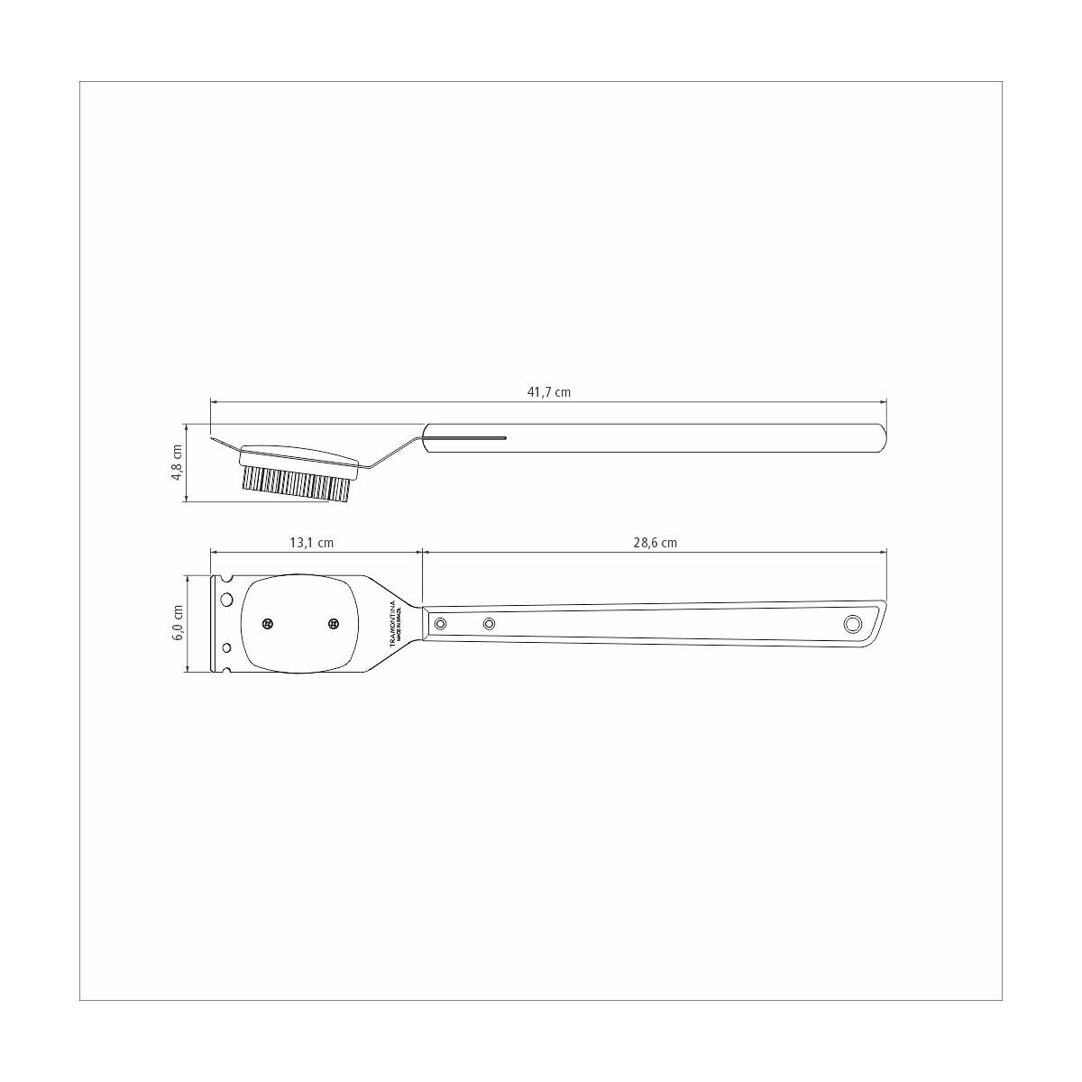 TRAMONTINA - Cepillo para Parrilla Churrasco, Estructura y Cerdas de Acero Inoxidable y Mangos de Madera Natural, Utensilios con Remaches de Aluminio - Imagen 3