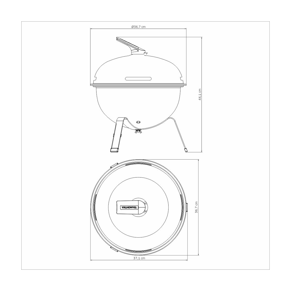 TRAMONTINA - Parrilla de Carbón Portátil Churrasco TCP-320L, con Tapa, Tamaño de 44 cm - Imagen 7