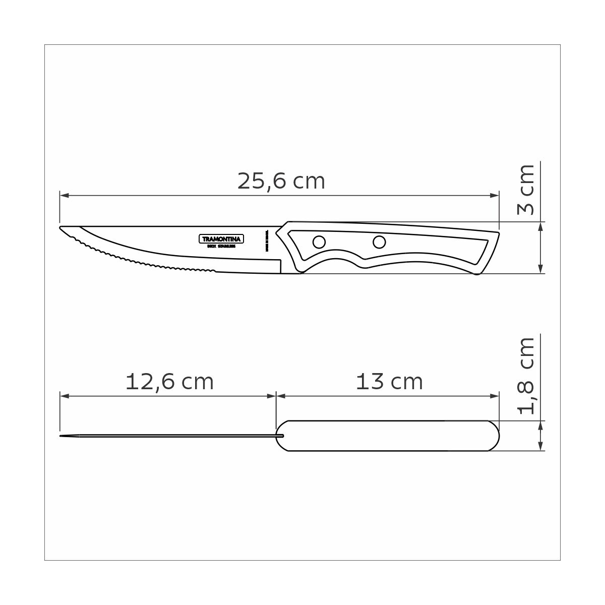 TRAMONTINA - Cuchillo jumbo de asado 12 pzas. - Polywood castaño - Imagen 3