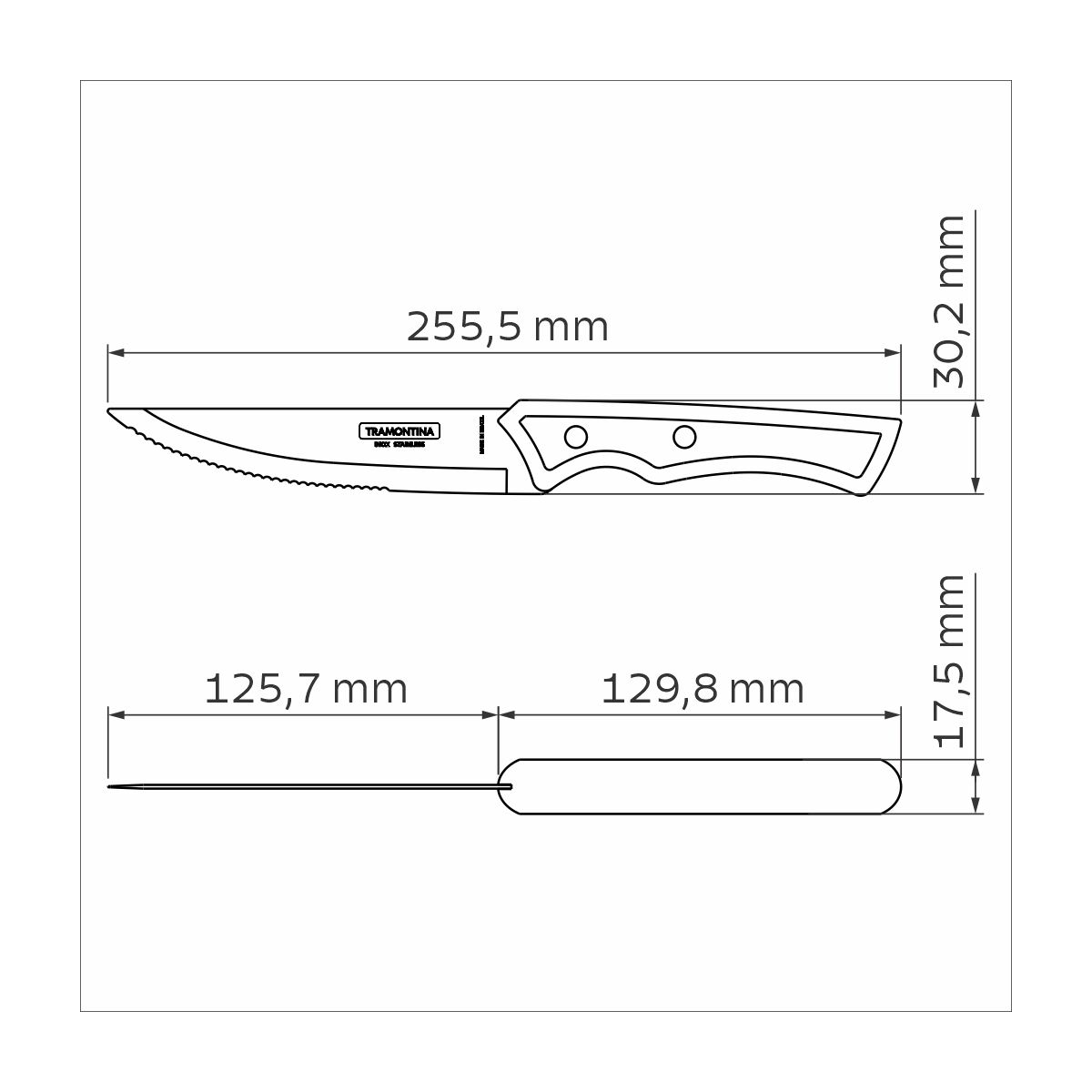 TRAMONTINA - Cuchillo jumbo de asado 12 pzas. - Polywood castaño - Imagen 4
