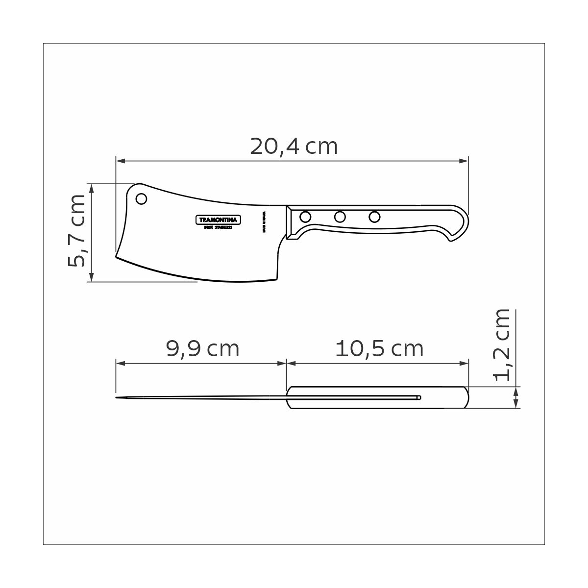TRAMONTINA - Hachuela Tramontina con Lámina de Acero Inoxidable y Mangos de Madera Tratada Polywood Castaño 4" - Imagen 4