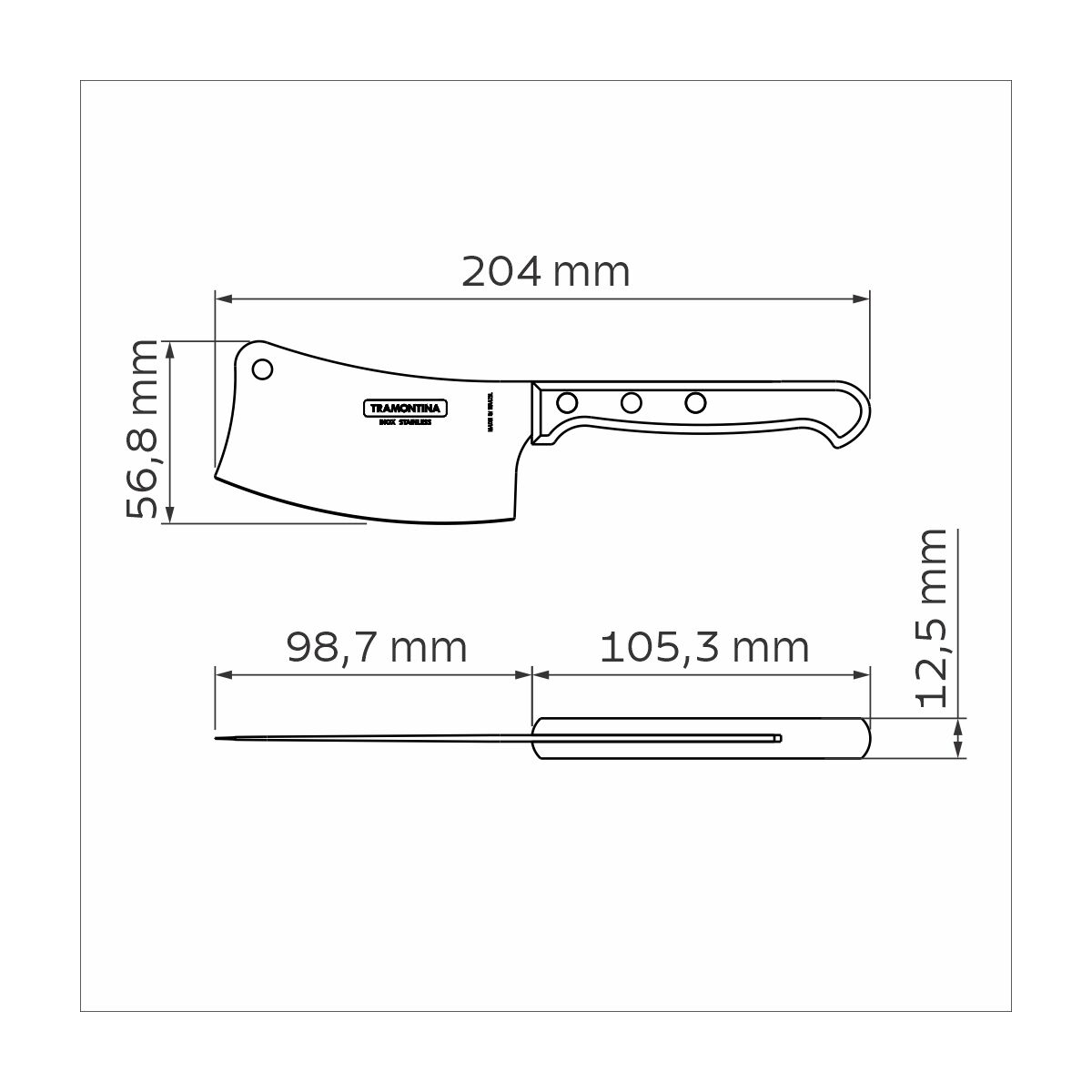 TRAMONTINA - Hachuela Tramontina con Lámina de Acero Inoxidable y Mangos de Madera Tratada Polywood Castaño 4" - Imagen 5