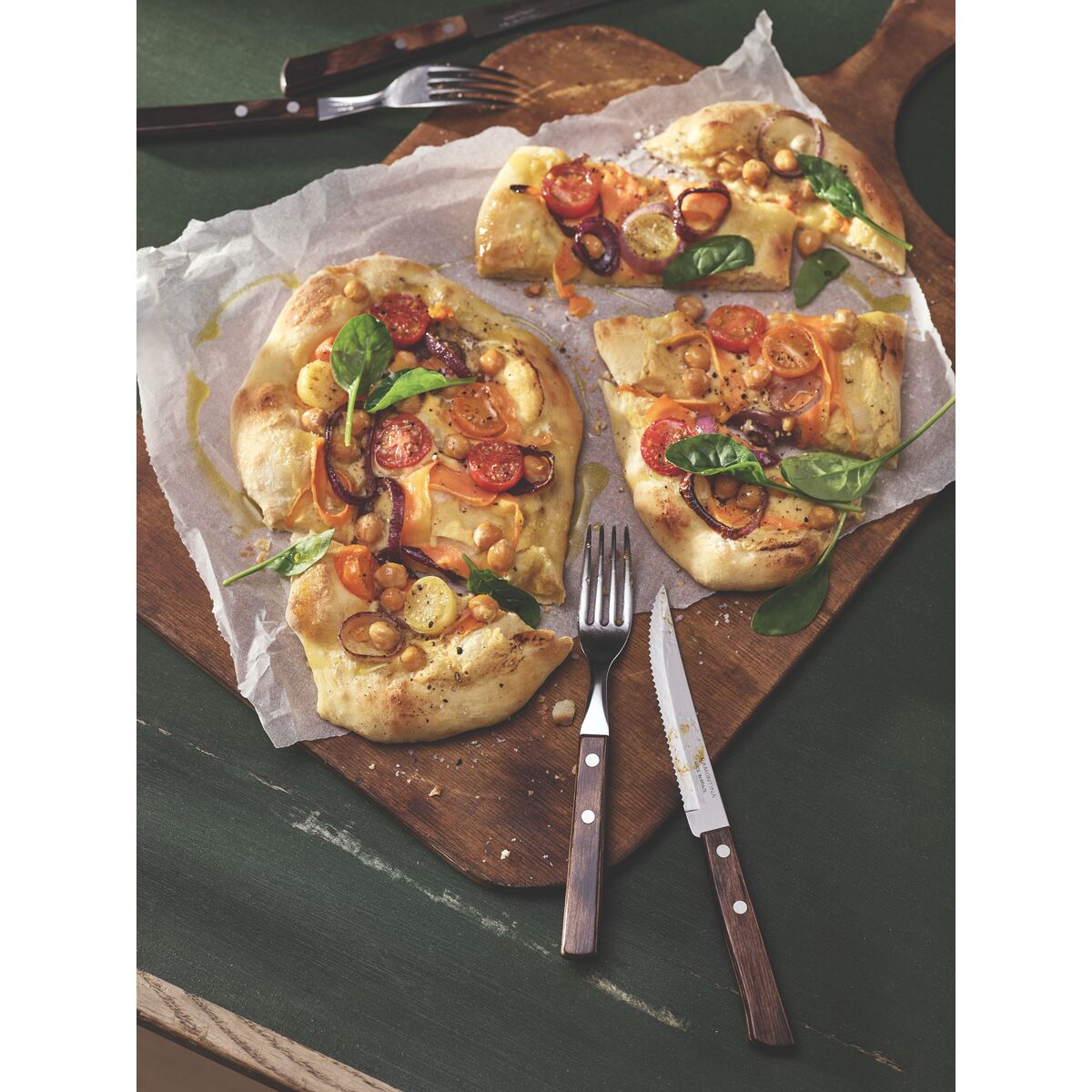 TRAMONTINA - Juego de Cubiertos Churrasco, para Carne, en Acero Inoxidable y Mangos de Madera Polywood en Color Castaño, Utensilios con Remaches, 12 Piezas - Imagen 2