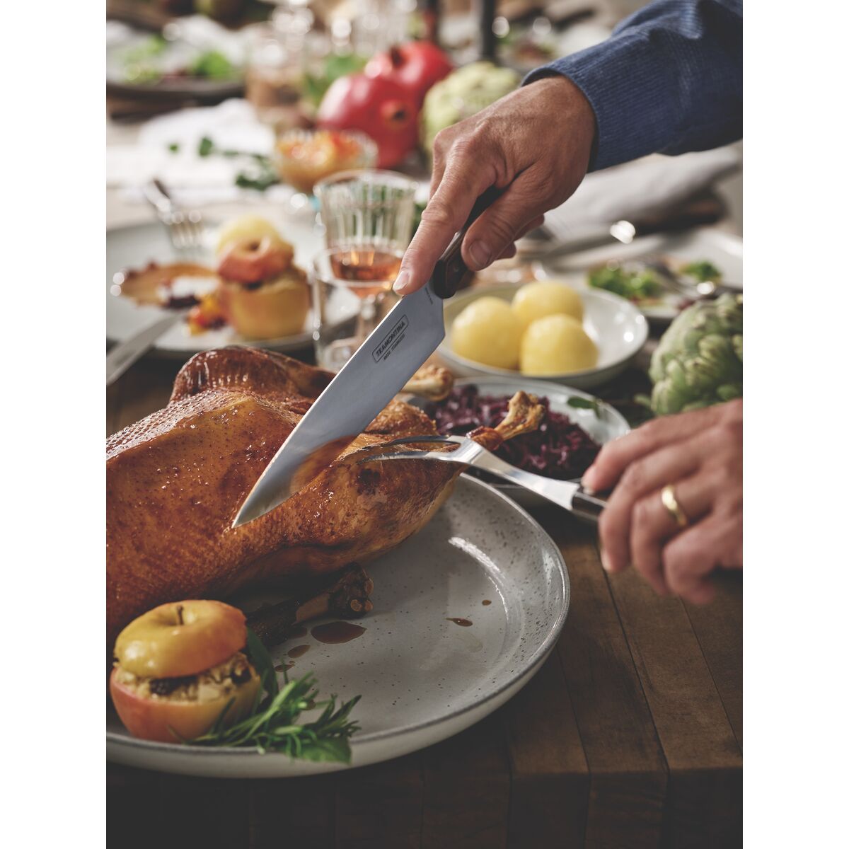 TRAMONTINA - Juego de Utensilios Churrasco, para Carne, en Acero Inoxidable y Mangos de Madera Polywood en Color Castaño, Utensilios con Remaches, 2 Piezas - Imagen 5