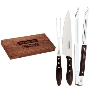 TRAMONTINA - Juego para asado 3 pzas - Polywood castaño