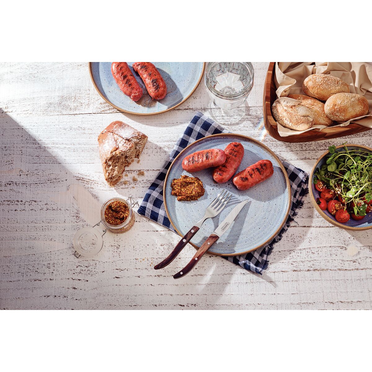 TRAMONTINA - Juego de Cubiertos Churrasco, para Carne, en Acero Inoxidable y Mangos de Madera Polywood Color Castaño en Estuche de Madera, 4 Piezas - Imagen 5