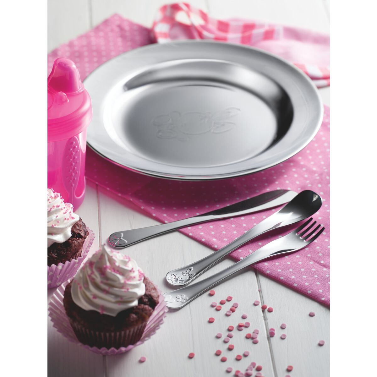 TRAMONTINA - Juego de cubiertos para niñas Le Petit de acero inoxidable de 3 piezas Tramontina - Imagen 2